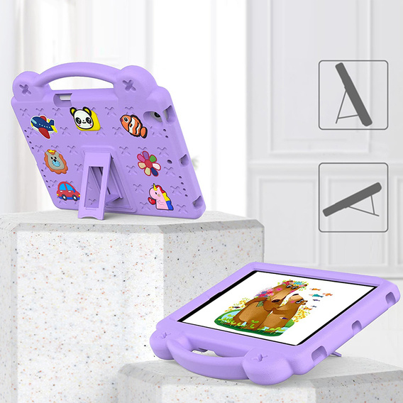 Dětské pouzdro pro Lenovo Tab M10 X505F X605F / Tab P10-X705F/L / Huawei T5 10.1, Cute Patterns, se stojánkem, fialové