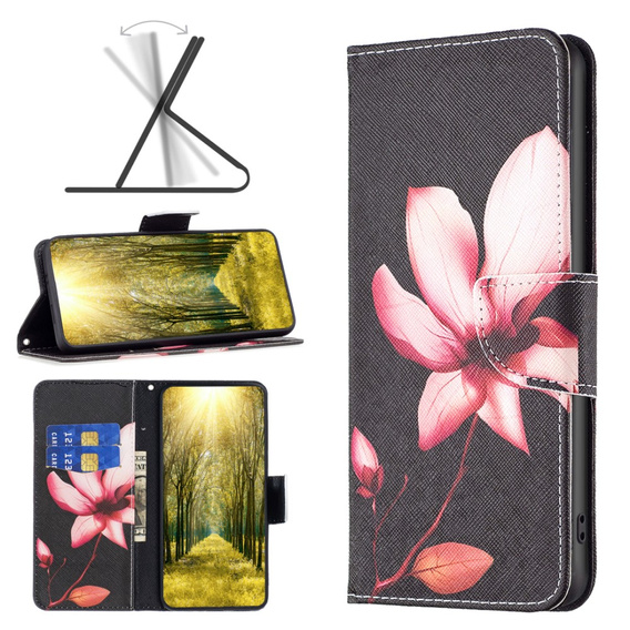 Klopové pouzdro pro Xiaomi Redmi Note 13 Pro 5G, Wallet, Lotus černé