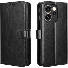 Pouzdro s klopou Crazy Horse Wallet pro Oppo Reno 15 Pro, černé