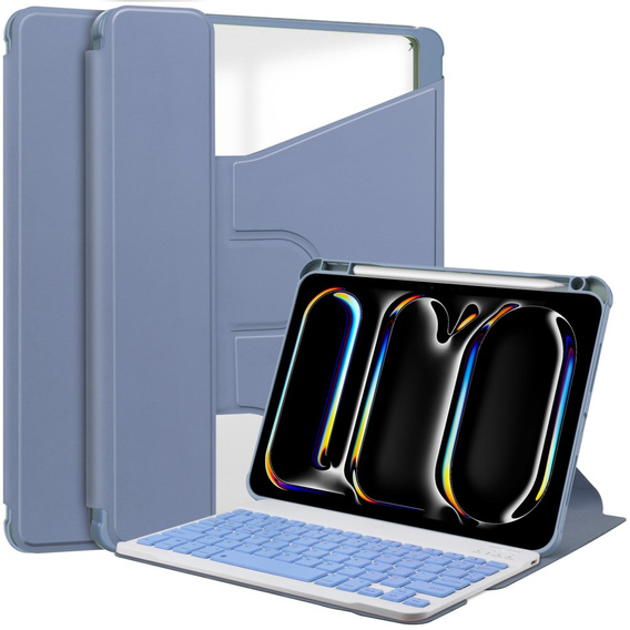 Pouzdro s klávesnicí pro iPad Pro 11" 2024 (5 gen.), Rotary 360° Leather, fialové
