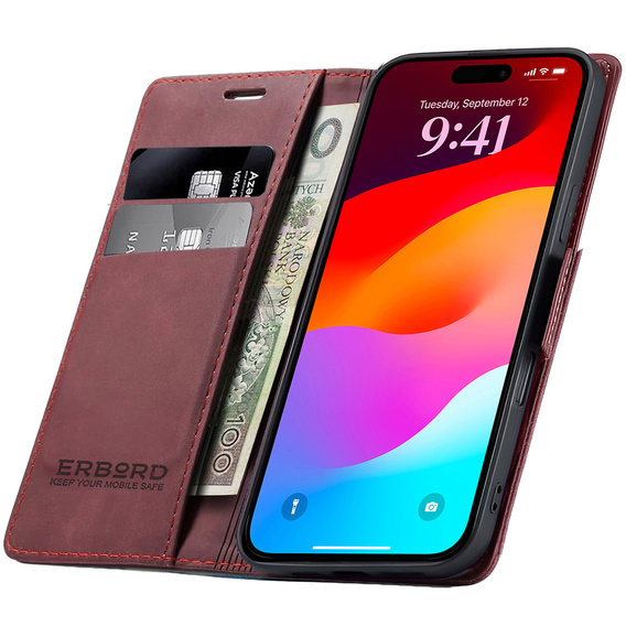 ERBORD Vintage peněženkové pouzdro pro iPhone 17 Pro Max