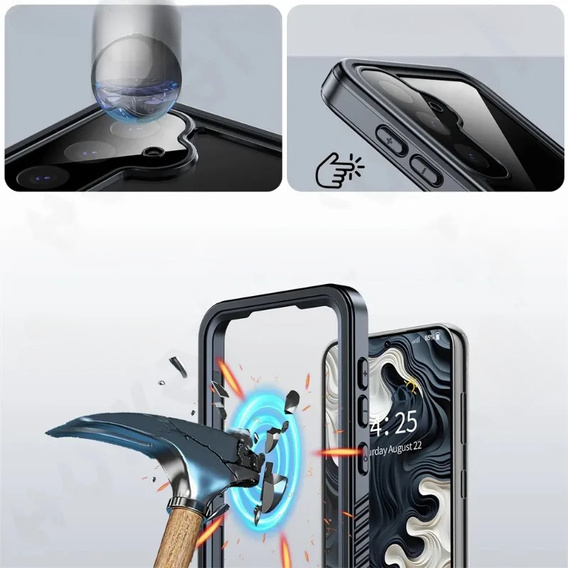 Vodotěsné pouzdro IP68 pro Samsung Galaxy S25+ Plus, černé