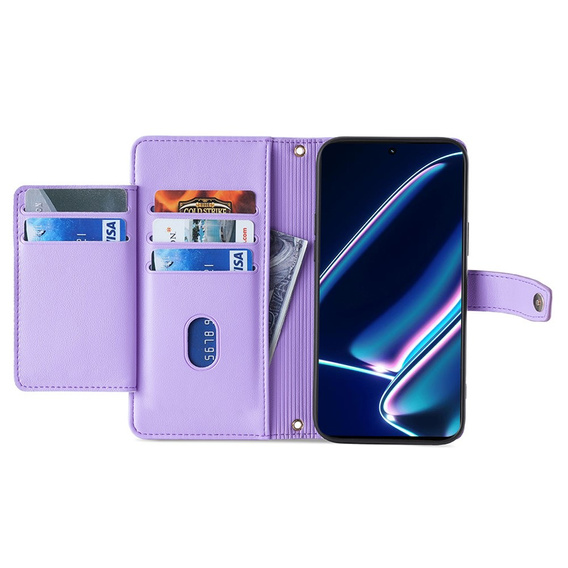 Klopové pouzdro pro Realme 11 Pro 5G / Pro+ 5G, Wallet Zipper Pocket, fialové