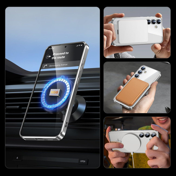Pouzdro pro Samsung Galaxy A05s, Electro MagSafe, stříbrné + sklo na displej