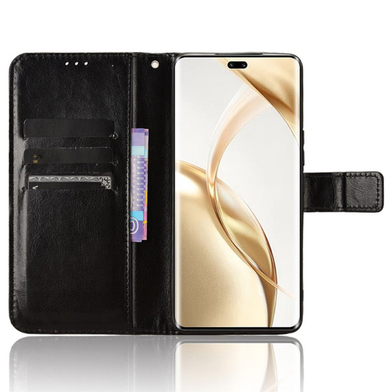 Klopové pouzdro pro Honor 200 Pro 5G, Crazy Horse Wallet, černé