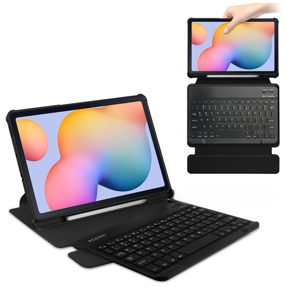Pouzdro s klávesnicí pro Samsung Galaxy Tab S6 Lite 2024 / 2022 / 2020, Rotary 360° Leather, černé