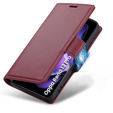 Pouzdro pro Oppo Reno 13 Pro, ERBORD Glossy Litchi, flipová peněženka, červené