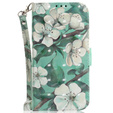 Klopové pouzdro pro Motorola Moto E22 / E22i, Wallet, flowers, bílé