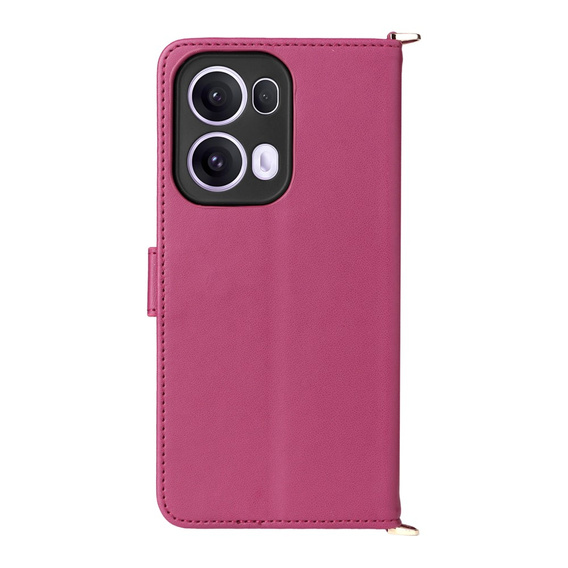 Flipové pouzdro pro Oppo Reno 13 Pro 5G, Crossbody Leather Wallet, kaštanové