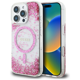 Pouzdro GUESS Resin Bottom Glitter MagSafe pro iPhone 16 Pro Max