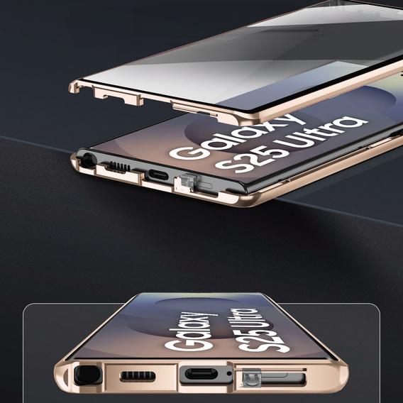 Pouzdro pro Samsung Galaxy S25 Ultra, Magnetic Dual Glass, zlaté