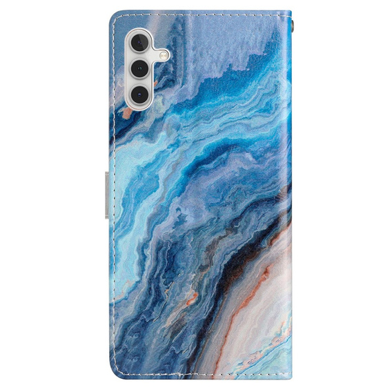 Klopové pouzdro pro Samsung Galaxy A25 5G, Wallet Marble, modré + 9H sklo 