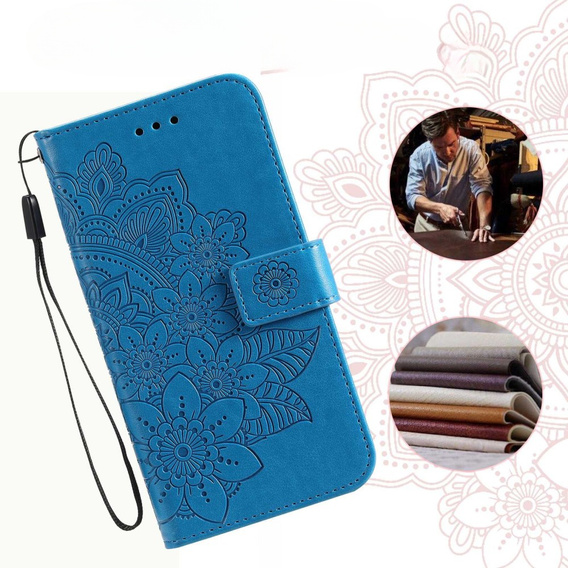 Klopové pouzdro pro Samsung Galaxy A14 4G/5G, Mandala Flower, modré