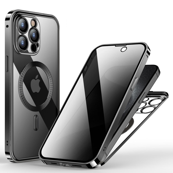 Pouzdro pro iPhone 15 Pro Max, Privacy Dual Glass, pro MagSafe, černé