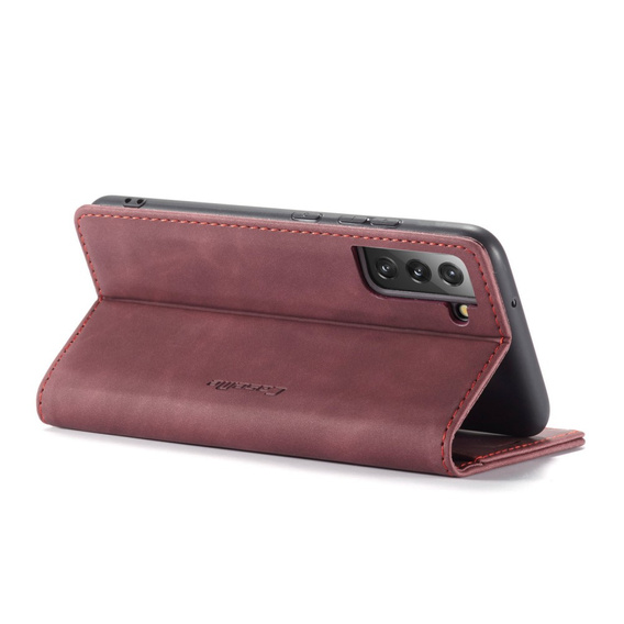 Pouzdro CASEME pro Samsung Galaxy S22+ Plus 5G, Leather Wallet Case, červené