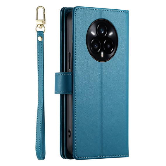 Klopové pouzdro pro Realme 14 Pro 5G, Wallet Zipper Pocket, modré