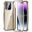 Pouzdro pro iPhone 15 Pro Max, Magnetic Dual Glass, zlaté
