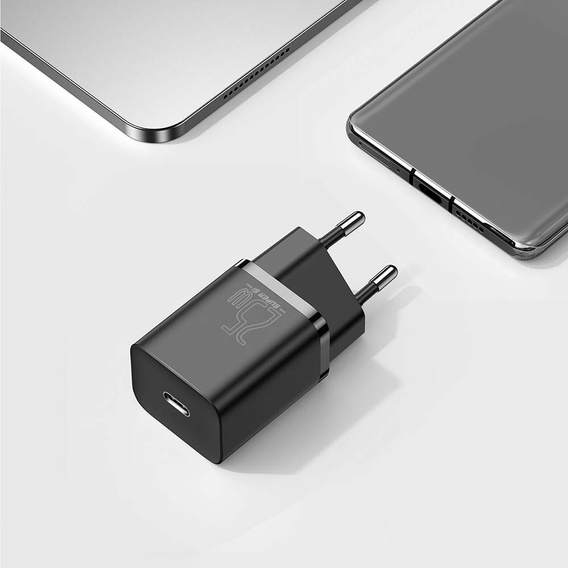 Síťová nabíječka Baseus Super Si PD 25 W USB-C + kabel USB-C, černá