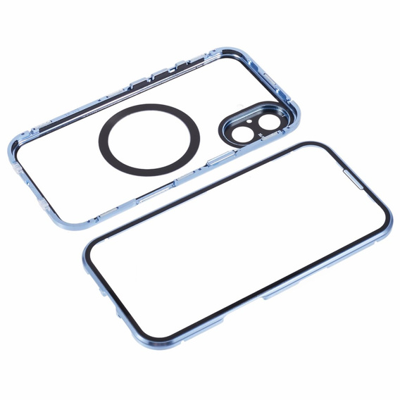 Magnetické pouzdro Dual Glass MagSafe pro iPhone 16, modré