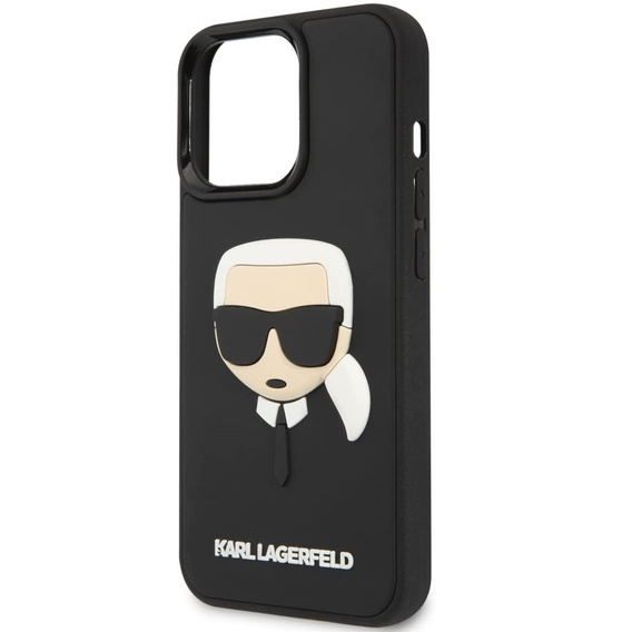 Pouzdro Karl Lagerfeld pro iPhone 13 Pro, 3D Rubber Karl's Head, černé