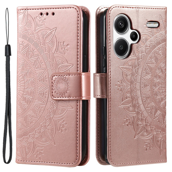 Klopové pouzdro pro Xiaomi Redmi Note 13 Pro+, Mandala, růžové rose gold