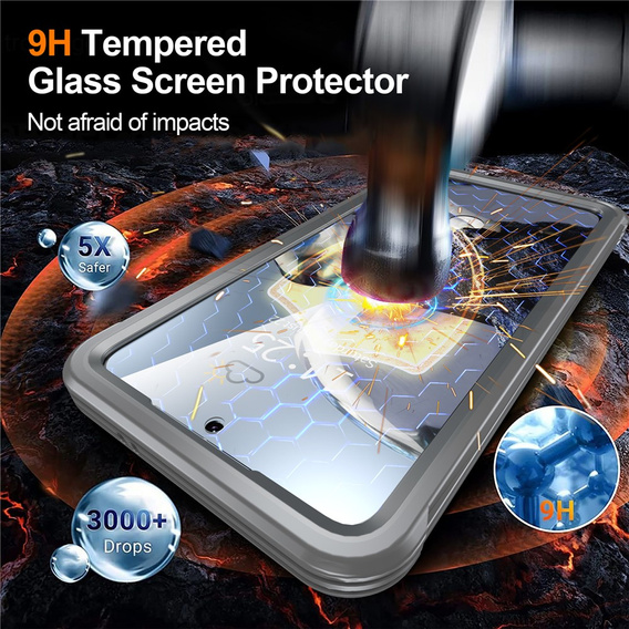 Pouzdro pro Samsung Galaxy S25 FE, Shockproof, se sklem, pro MagSafe, šedé