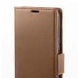 Pouzdro pro Xiaomi Redmi Note 13 Pro+, ERBORD Glossy Litchi, flipová peněženka, hnědé