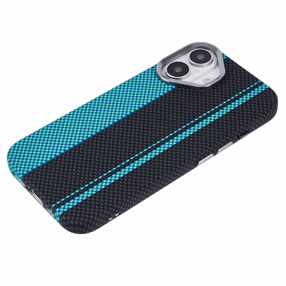 Pouzdro pro iPhone 16, Carbon Fiber MagSafe, černá / modrá