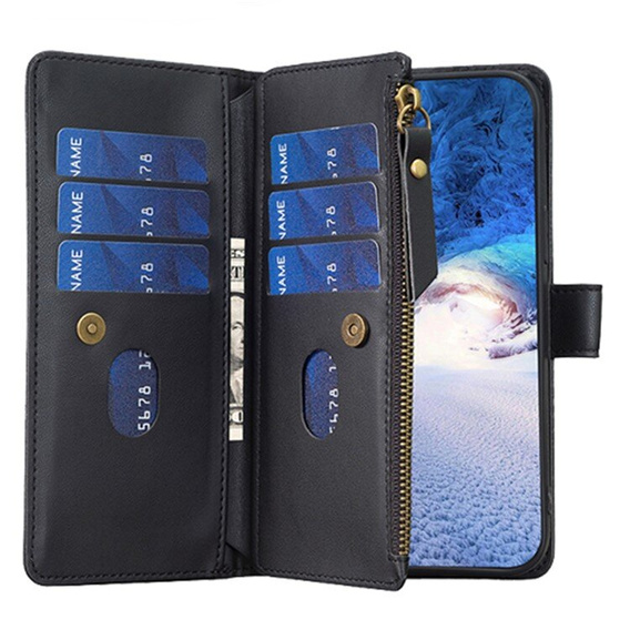 Klopové pouzdro pro Xiaomi Redmi 13C / Poco C65, Wallet Zipper Pocket, černé