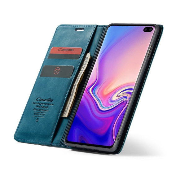 Pouzdro CASEME pro Samsung Galaxy S10 Plus, Leather Wallet Case, modré