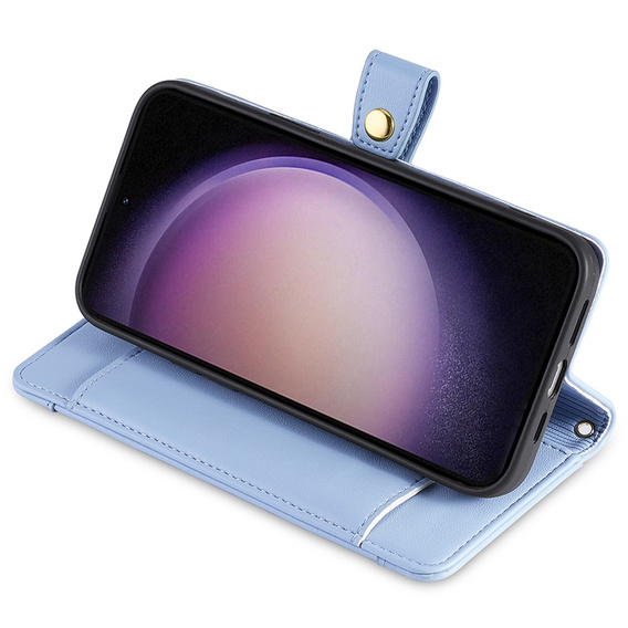 Klopové pouzdro pro Samsung Galaxy M34, Wallet Zipper Pocket, modré
