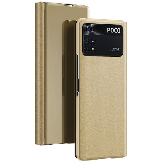 Pouzdro pro Xiaomi Poco M4 Pro 4G, Clear View, zlaté