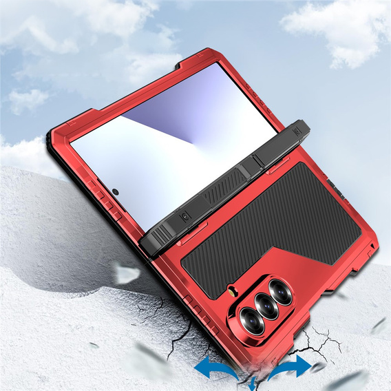 Pancéřové pouzdro pro Samsung Galaxy Z Fold6 5G, hliníkové, se stojánkem a prostorem pro stylus, černé