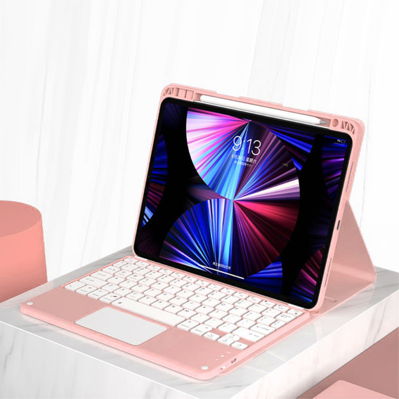 Pouzdro + klávesnice iPad Air 10.9 4 2020 / 5 2022, Touchpad, růžové rose gold