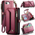 Pouzdro CASEME pro iPhone16e, RFID Leather Wallet, s popruhem přes rameno, červené