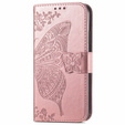 Klopové pouzdro pro Samsung Galaxy M15 5G, Butterfly, růžové rose gold