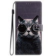 Klopové pouzdro pro Samsung Galaxy A25 5G, Wallet, Cat, černé+ 9H sklo