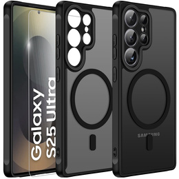 Pouzdro pro Samsung Galaxy S25 Ultra, pro MagSafe, ERBORD Matt Case, černý + sklo na displej