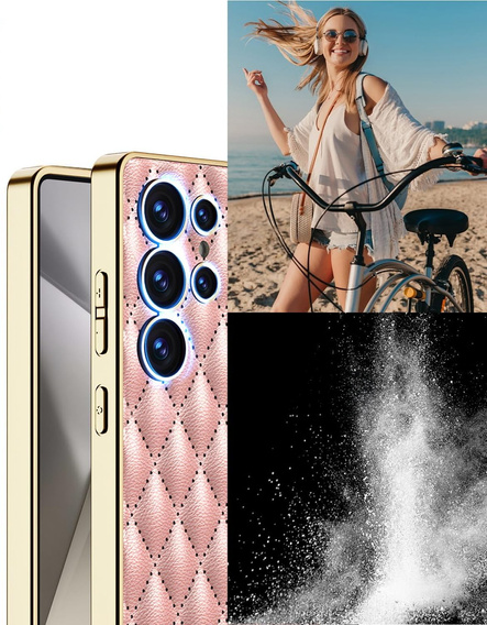 Pouzdro pro Samsung Galaxy S25 Ultra, Leather Rhombus, růžové