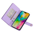 Klopové pouzdro pro iPhone 16 Pro Max, Wallet Zipper Pocket, fialové