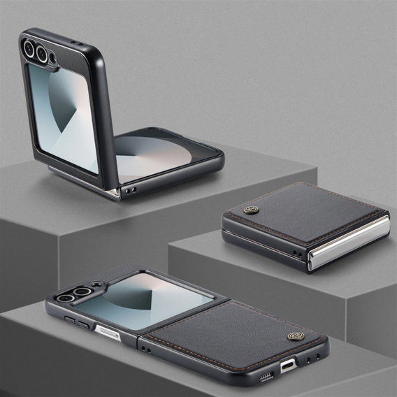 Pouzdro pro Samsung Galaxy Z Flip7 FE / Z Flip6, CASEME Litchi Leather, černé