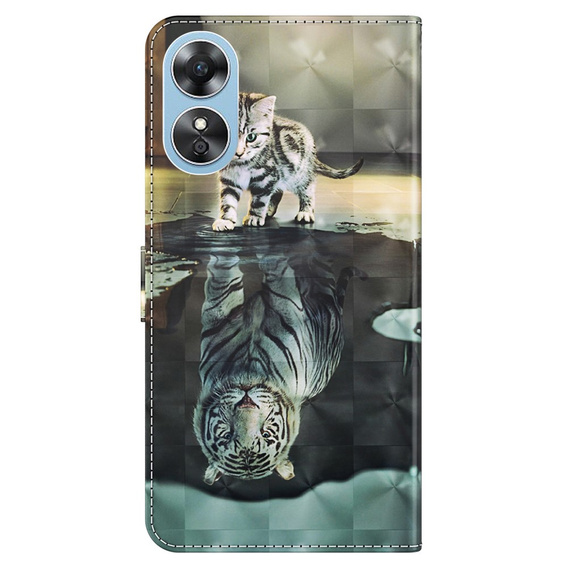 Klopové pouzdro pro Oppo A17, Wallet, Cat & Tiger