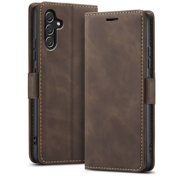 Pouzdro pro Samsung Galaxy A14 4G/5G, ERBORD Vintage peněženka s klopou, káva