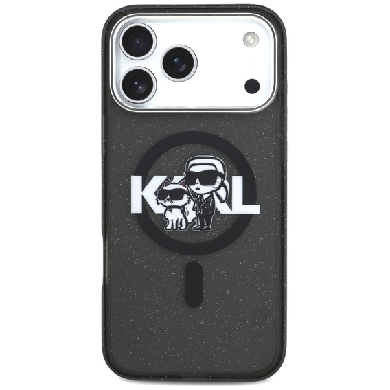 Pouzdro Karl Lagerfeld IML Glitter Karl & Choupette Sketch Logo MagSafe pro iPhone 17 Pro Max