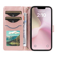 Pouzdro s klopou pro iPhone 16E, Rhombus Crossbody Leather, růžové rose gold