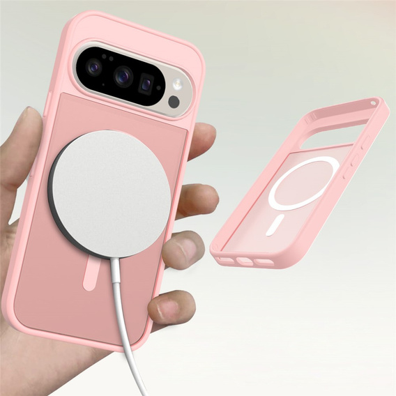 Matné pouzdro pro Google Pixel 10 / 10 Pro, pro MagSafe, průsvitné růžové
