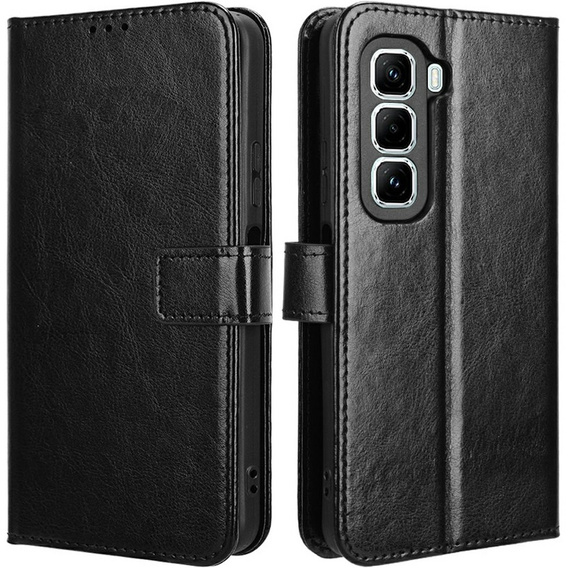 Klopové pouzdro pro Infinix Hot 50 Pro+ 4G, Crazy Horse Wallet, černé