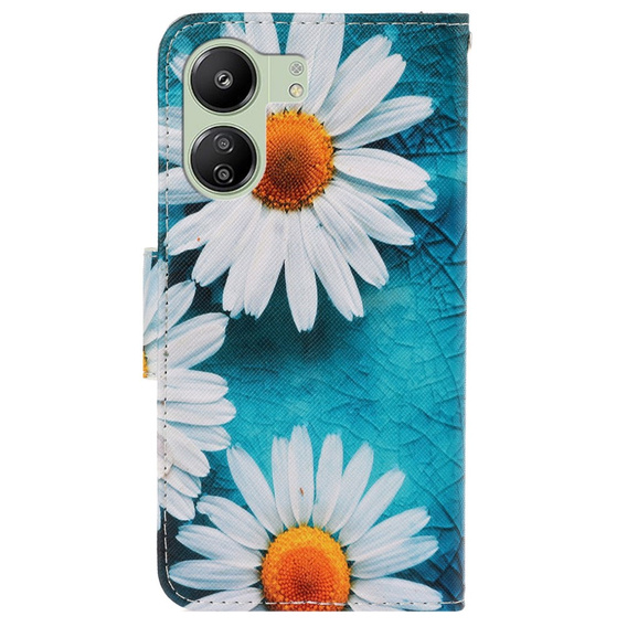 Klopové pouzdro pro Xiaomi Redmi 13C / Poco C65, Wallet, Daisy, modré