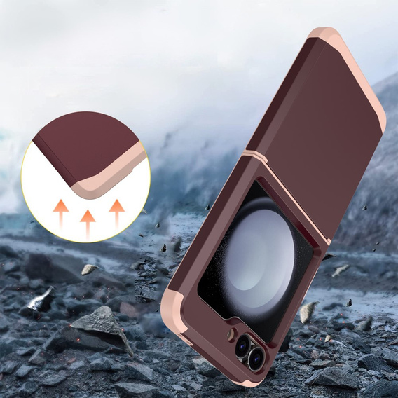 Pancéřované pouzdro pro Samsung Galaxy Z Flip7 FE / Z Flip6, Armor Shockproof, kaštanové