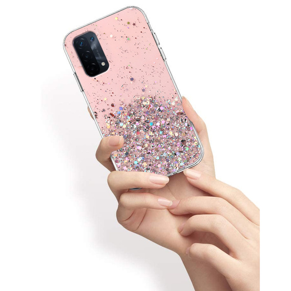 Pouzdro pro Oppo A54 5G/A74 5G/A93 5G, Glittery, růžové